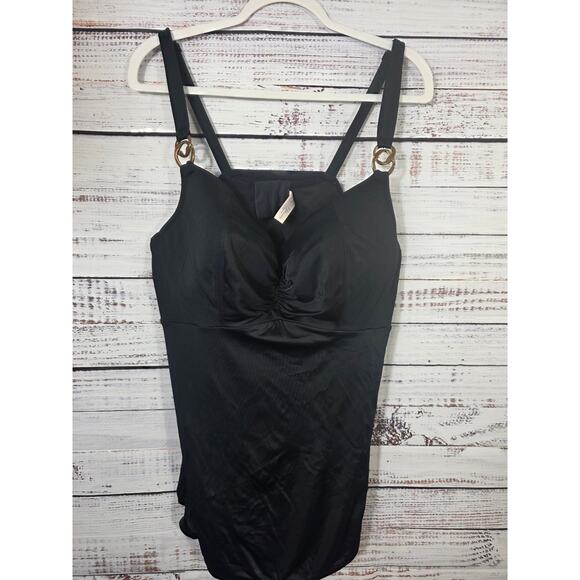 Swim by Cacique women's plus size 44DD Black Tankini - Picture 1 of 5